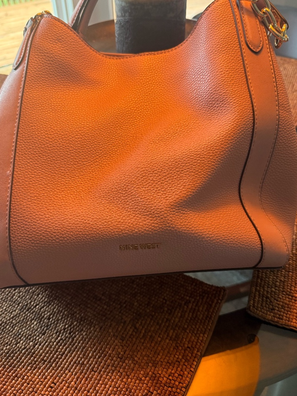 Nine West Dusty Rose / Pink Pebbled Faux Leather Tote & Shoulder Bag